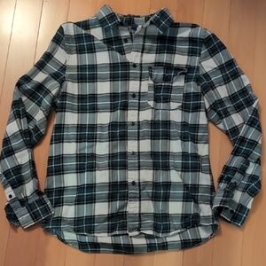 Divided Blue and White Plaid Men's Shirt